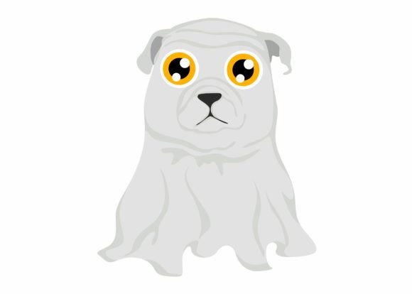 Adorable Ghost Bulldog SVG for Halloween