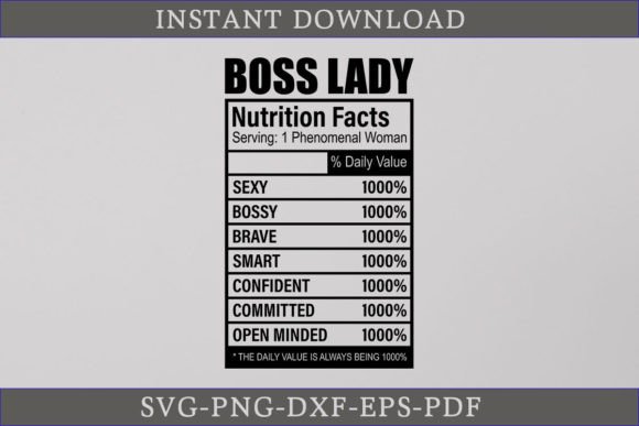 Boss Lady Nutrition Facts: A Versatile Graphics Asset for Crafts